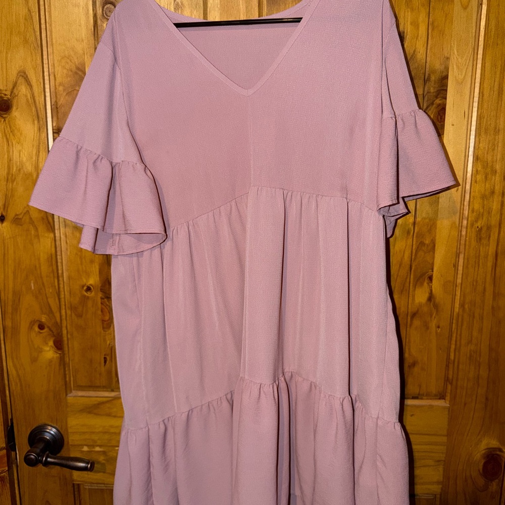 Pink Ruffle Sleeve Dress